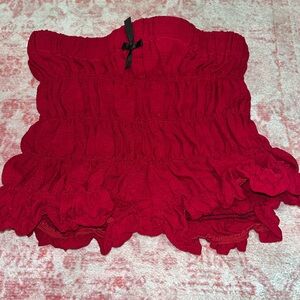 Red Ruffled shorts